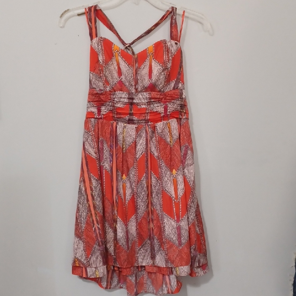 Guess Red and Orange Patterned Women's Halter Dress. Perfect For Prom NWOT Size6